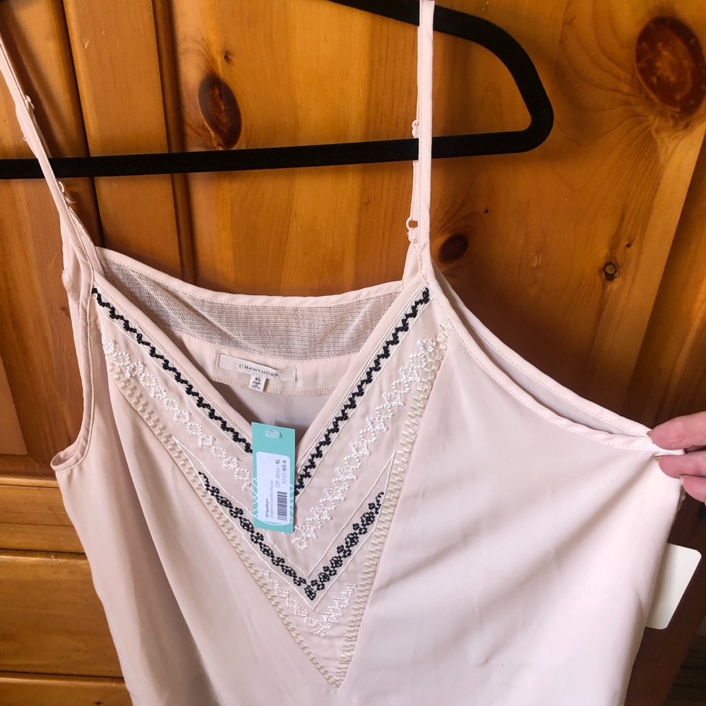 41 Hawthorn Shakeera Beaded Blouse Cream XL Boho Mesh Camisole NWT